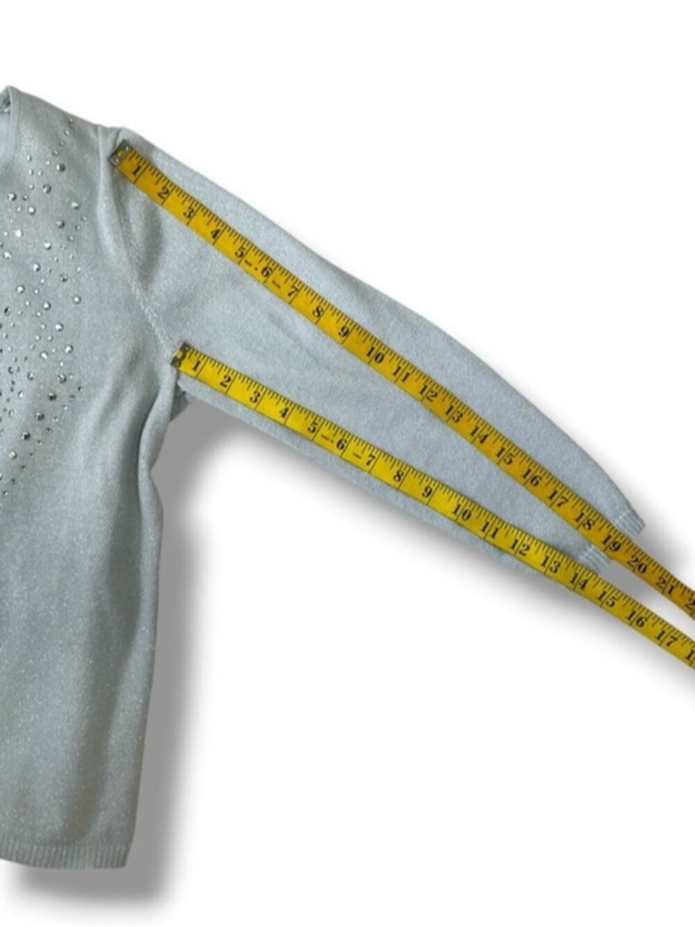 Emaline Metallic Embellished Sweater 3/4 Sleeve Slip On Scoop Neck Gray Lg - Picture 4 of 14